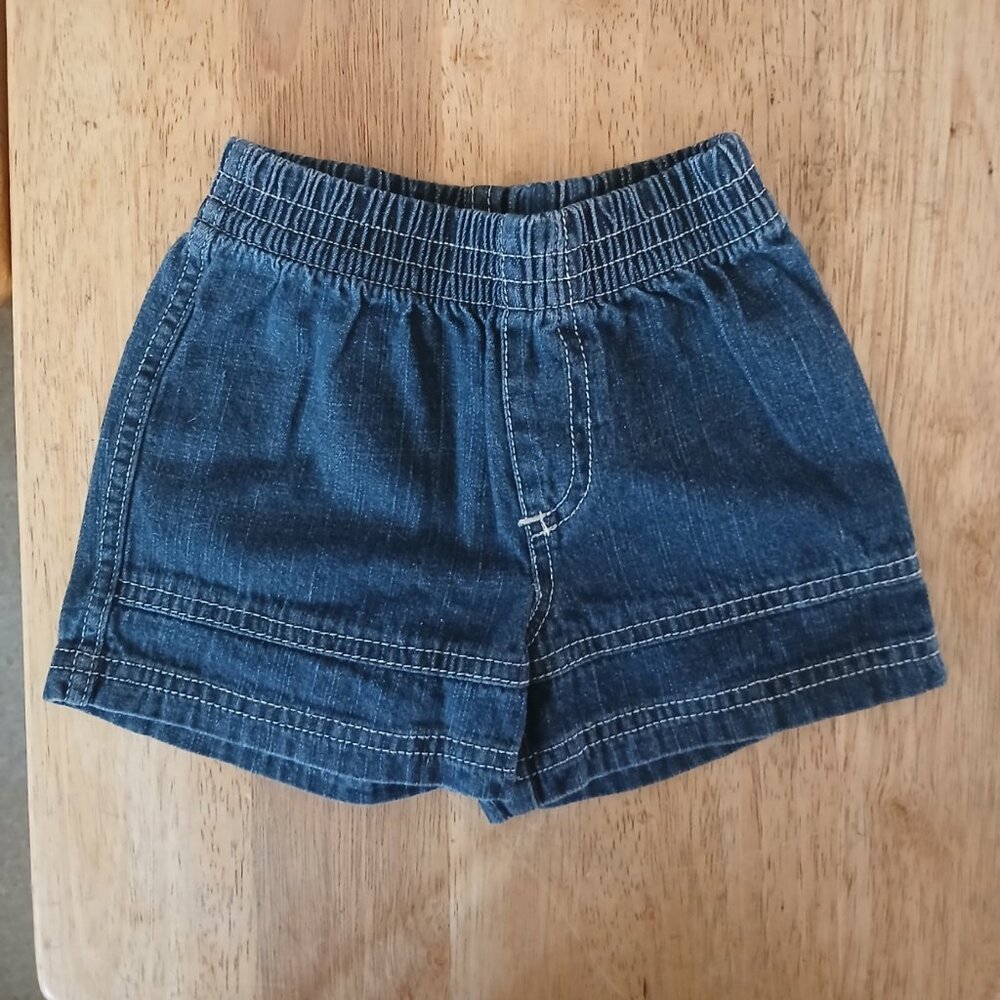 MINIWEAR blue jean shorts sz 12 mos. baby girl